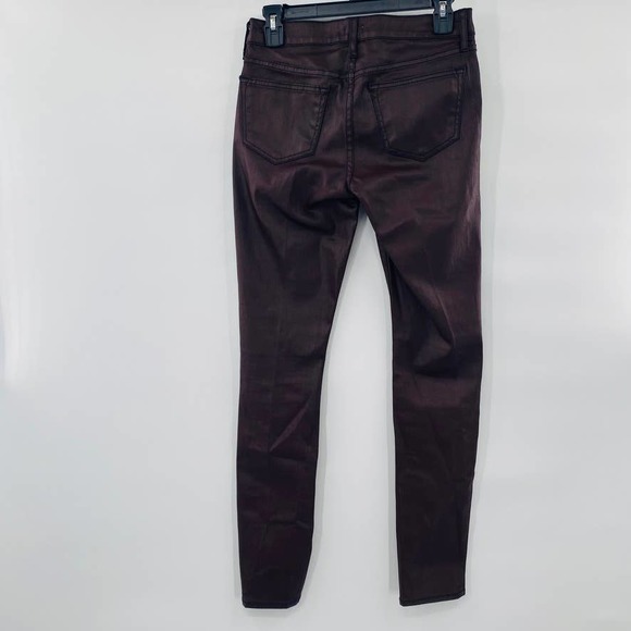 Cachè Deadstock Coated 4 Pocket Wine Skinny Strech Jeans Jegging Size 2 Wet Look - Picture 12 of 15